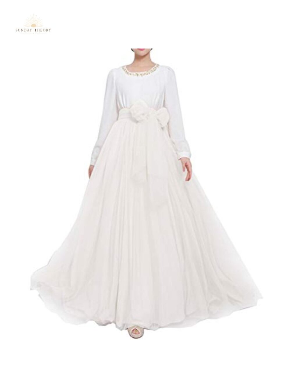 Women's Floor Length Tulle Maxi Skirt High Waisted A-Line with Bowknot Belt